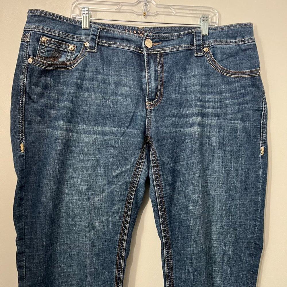 Melissa McCarthy Whiskering Straight Leg Blue Denim Jeans | Women's Plus Size 20 - Picture 2 of 14